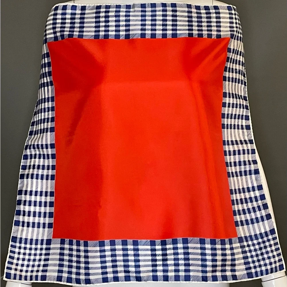 Super Cute Vintage Scarf Red Blue 23 In Sq Excellent Condition - Picture 2 of 7